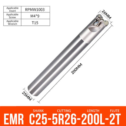 EMR C25-5R26-200-2T CNC Milling Cutter Tool Holder Ball Nose Milling Cutter Shank Anti-vibration - Da Blacksmith