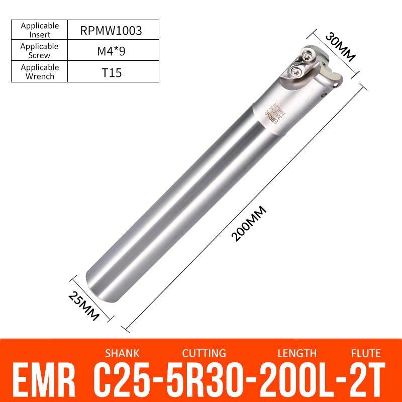 EMR C25-5R30-200-2T CNC Milling Cutter Tool Holder Ball Nose Milling Cutter Shank Anti-vibration - Da Blacksmith