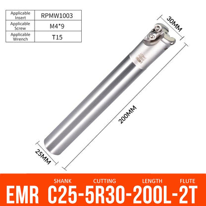 EMR C25-5R30-200-2T CNC Milling Cutter Tool Holder Ball Nose Milling Cutter Shank Anti-vibration - Da Blacksmith