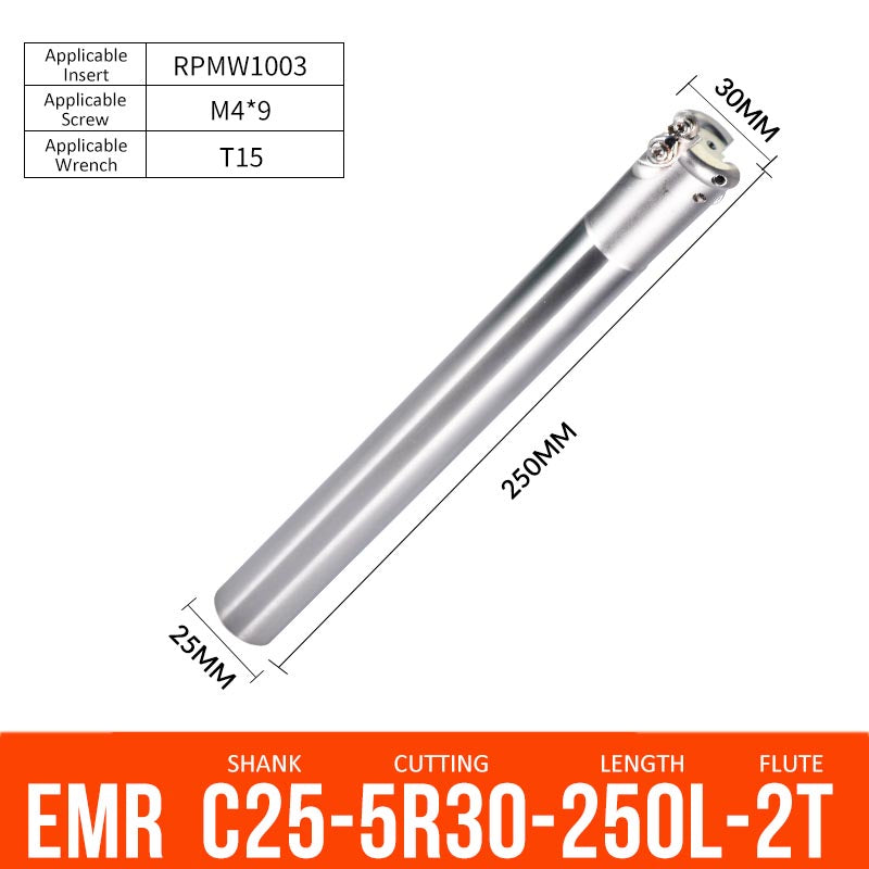 EMR C25-5R30-250-2T CNC Milling Cutter Tool Holder Ball Nose Milling Cutter Shank Anti-vibration - Da Blacksmith