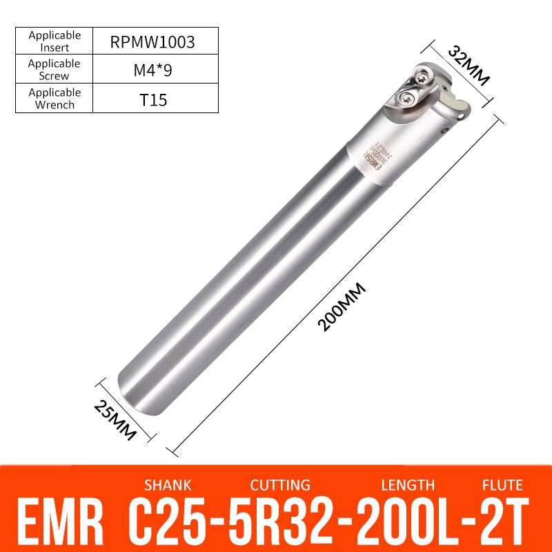 EMR C25-5R32-200-2T CNC Milling Cutter Tool Holder Ball Nose Milling Cutter Shank Anti-vibration - Da Blacksmith