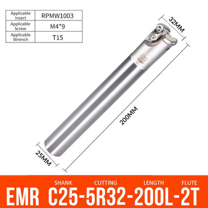 EMR C25-5R32-200-2T CNC Milling Cutter Tool Holder Ball Nose Milling Cutter Shank Anti-vibration - Da Blacksmith