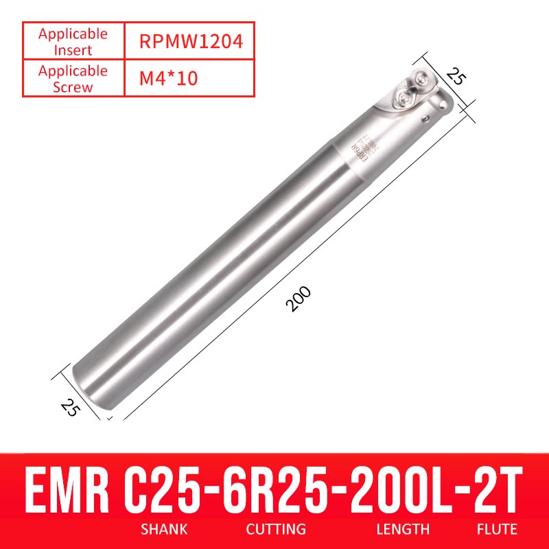 EMR C25-6R25-200-2T CNC Milling Cutter Tool Holder Ball Nose Milling Cutter Shank Anti-vibration - Da Blacksmith