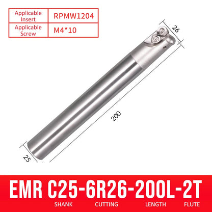 EMR C25-6R26-200-2T CNC Milling Cutter Tool Holder Ball Nose Milling Cutter Shank Anti-vibration - Da Blacksmith