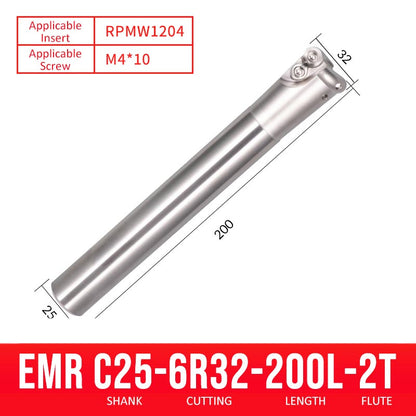 EMR C25-6R32-200-2T CNC Milling Cutter Tool Holder Ball Nose Milling Cutter Shank Anti-vibration - Da Blacksmith