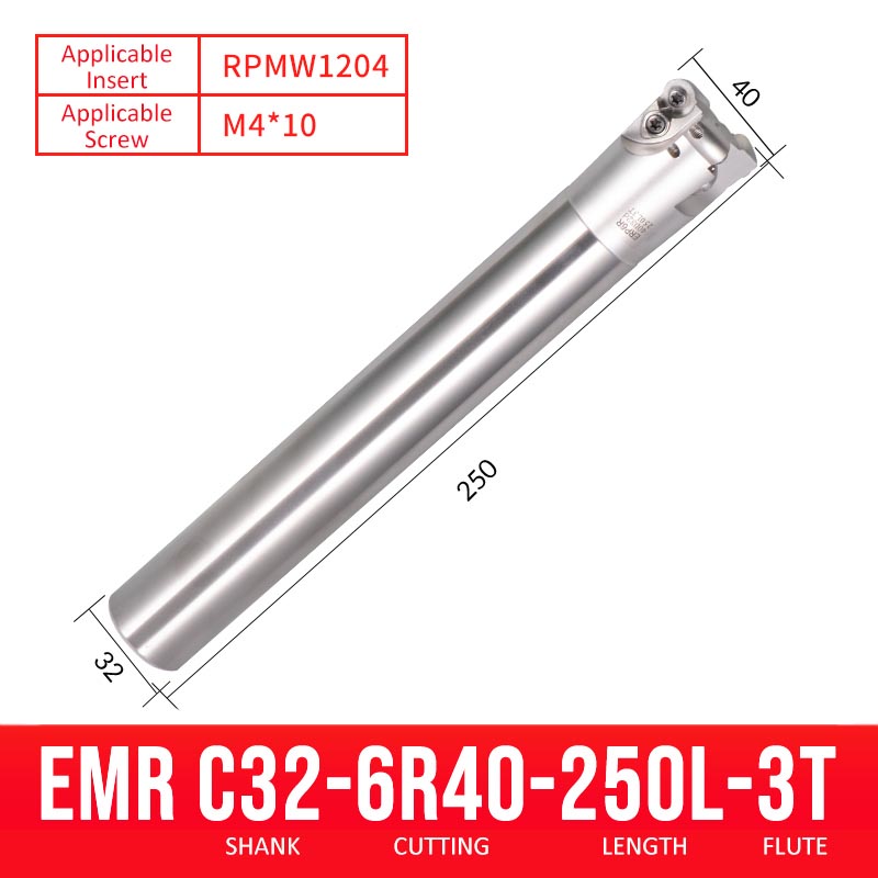 EMR C32-6R40-250-3T CNC Milling Cutter Tool Holder Ball Nose Milling Cutter Shank Anti-vibration - Da Blacksmith