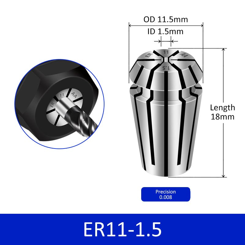 ER11-1.5 Elastic Collet Spring Chuck High Precision for Milling Cutter Engraving Machine - Da Blacksmith