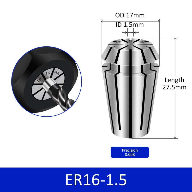 ER16-1.5 Elastic Collet Spring Chuck High Precision for Milling Cutter Engraving Machine - Da Blacksmith