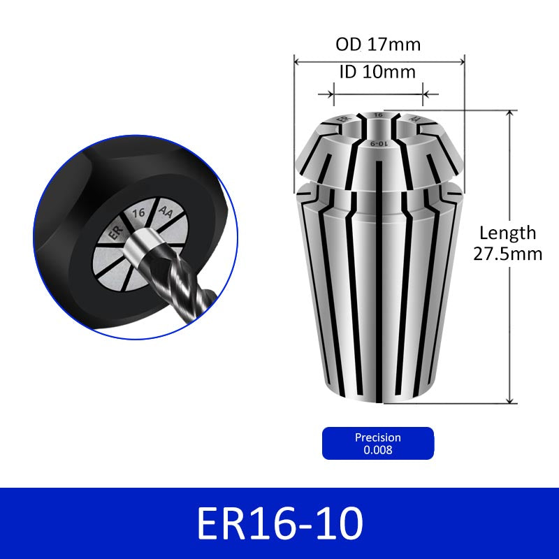 ER16-10 Elastic Collet Spring Chuck High Precision for Milling Cutter Engraving Machine - Da Blacksmith