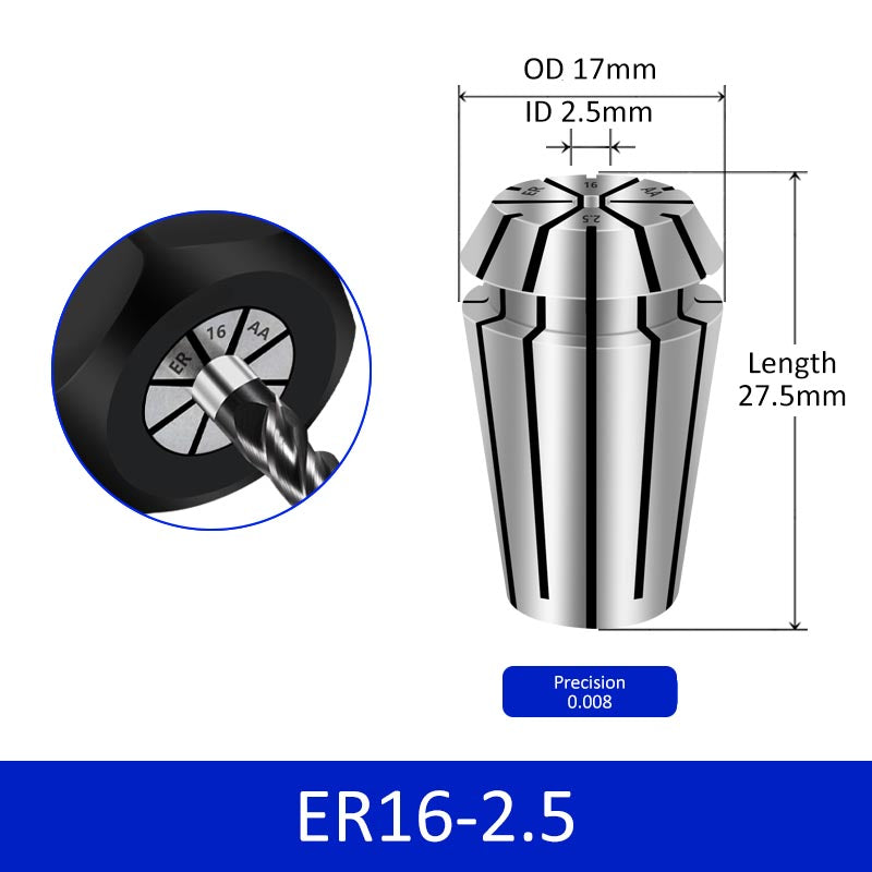 ER16-2.5 Elastic Collet Spring Chuck High Precision for Milling Cutter Engraving Machine - Da Blacksmith