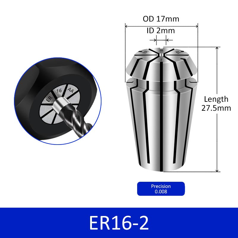 ER16-2 Elastic Collet Spring Chuck High Precision for Milling Cutter Engraving Machine - Da Blacksmith