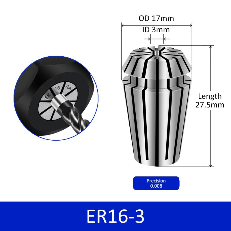 ER16-3 Elastic Collet Spring Chuck High Precision for Milling Cutter Engraving Machine - Da Blacksmith