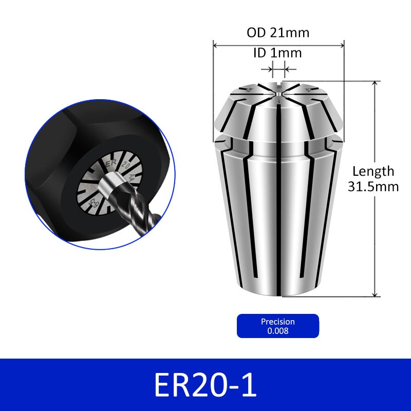 ER20-1 Elastic Collet Spring Chuck High Precision for Milling Cutter Engraving Machine - Da Blacksmith