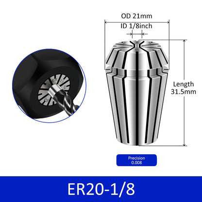 ER20-1/8 Elastic Collet Spring Chuck High Precision for Milling Cutter Engraving Machine - Da Blacksmith