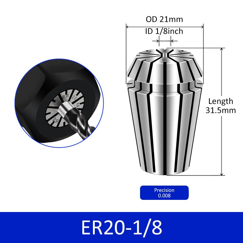 ER25-1/8 Elastic Collet Spring Chuck High Precision for Milling Cutter Engraving Machine - Da Blacksmith
