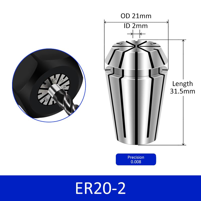 ER20-2 Elastic Collet Spring Chuck High Precision for Milling Cutter Engraving Machine - Da Blacksmith