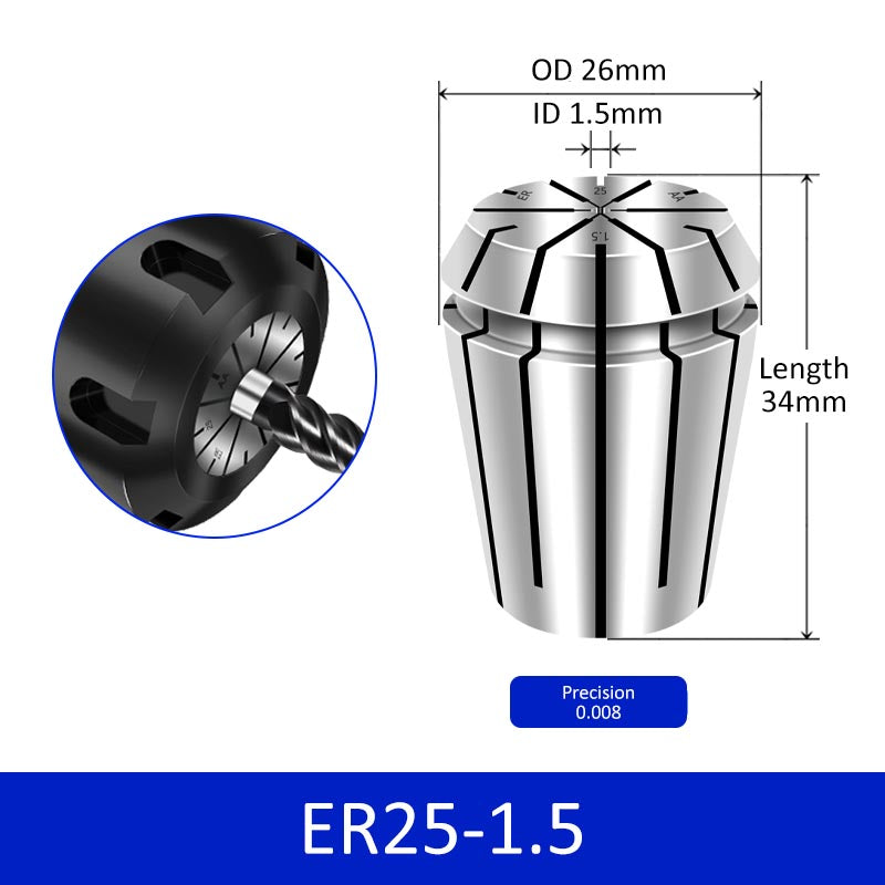 ER25-1.5 Elastic Collet Spring Chuck High Precision for Milling Cutter Engraving Machine - Da Blacksmith