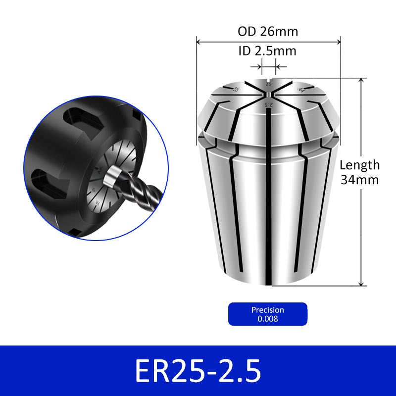 ER25-2.5 Elastic Collet Spring Chuck High Precision for Milling Cutter Engraving Machine - Da Blacksmith