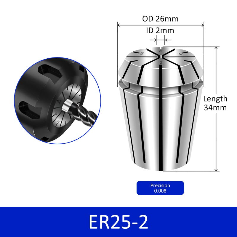 ER25-2 Elastic Collet Spring Chuck High Precision for Milling Cutter Engraving Machine - Da Blacksmith