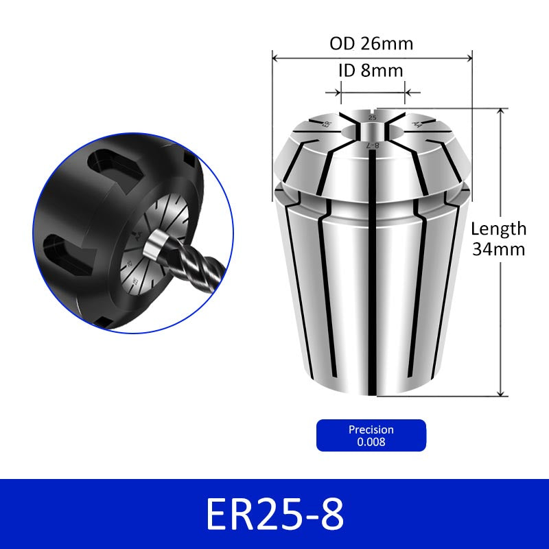 ER25-8 Elastic Collet Spring Chuck High Precision for Milling Cutter Engraving Machine - Da Blacksmith