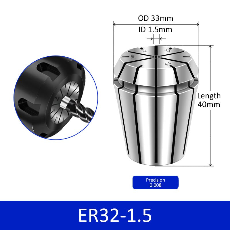 ER32-1.5 Elastic Collet Spring Chuck High Precision for Milling Cutter Engraving Machine - Da Blacksmith