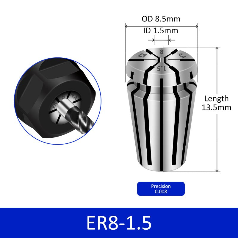 ER8-1.5 Elastic Collet Spring Chuck High Precision for Milling Cutter Engraving Machine - Da Blacksmith