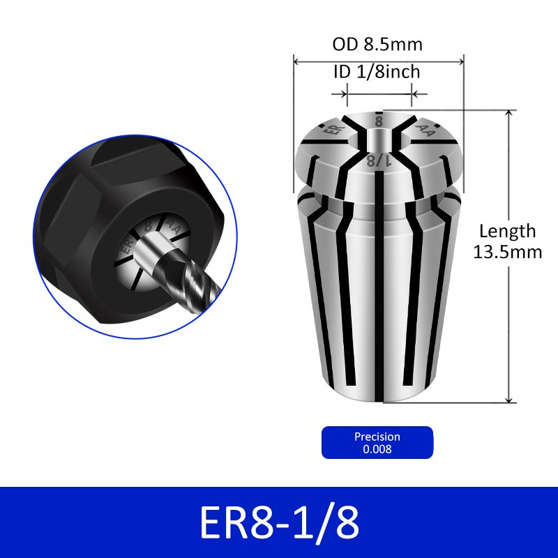 ER8-1/8 Elastic Collet Spring Chuck High Precision for Milling Cutter Engraving Machine - Da Blacksmith