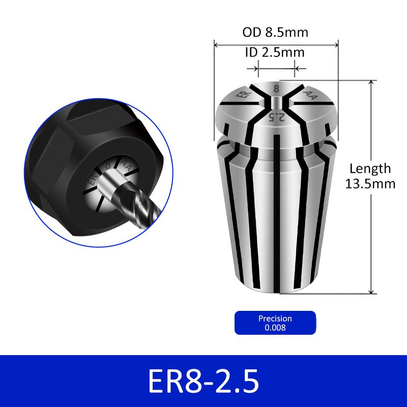 ER8-2.5 Elastic Collet Spring Chuck High Precision for Milling Cutter Engraving Machine - Da Blacksmith