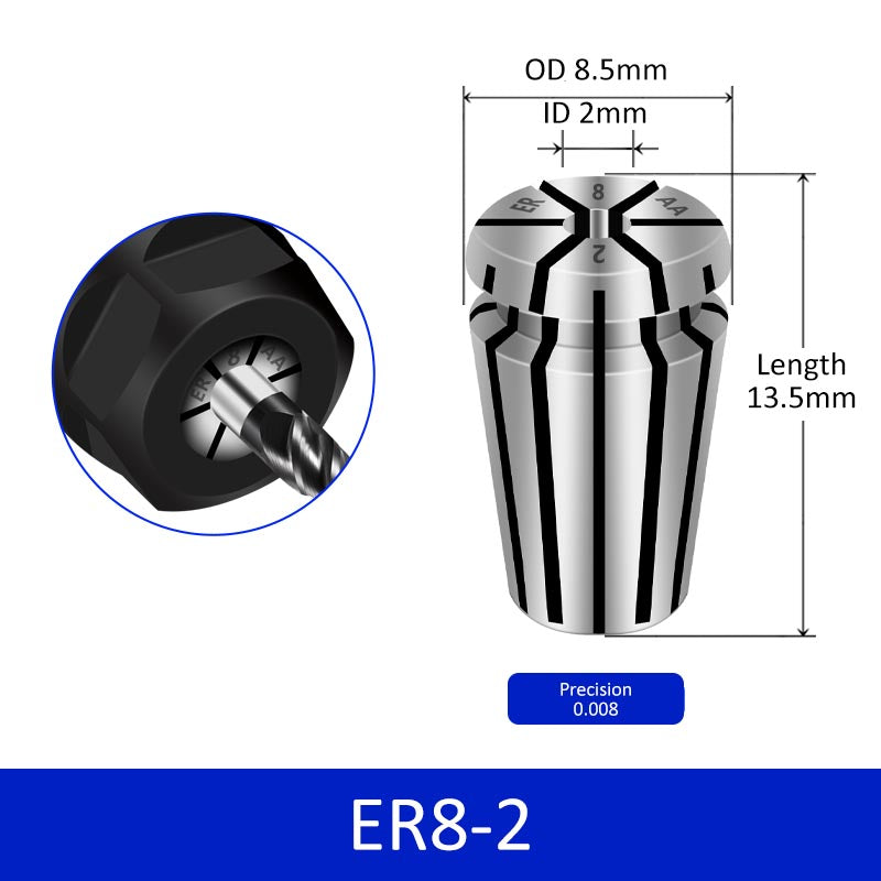 ER8-2 Elastic Collet Spring Chuck High Precision for Milling Cutter Engraving Machine - Da Blacksmith