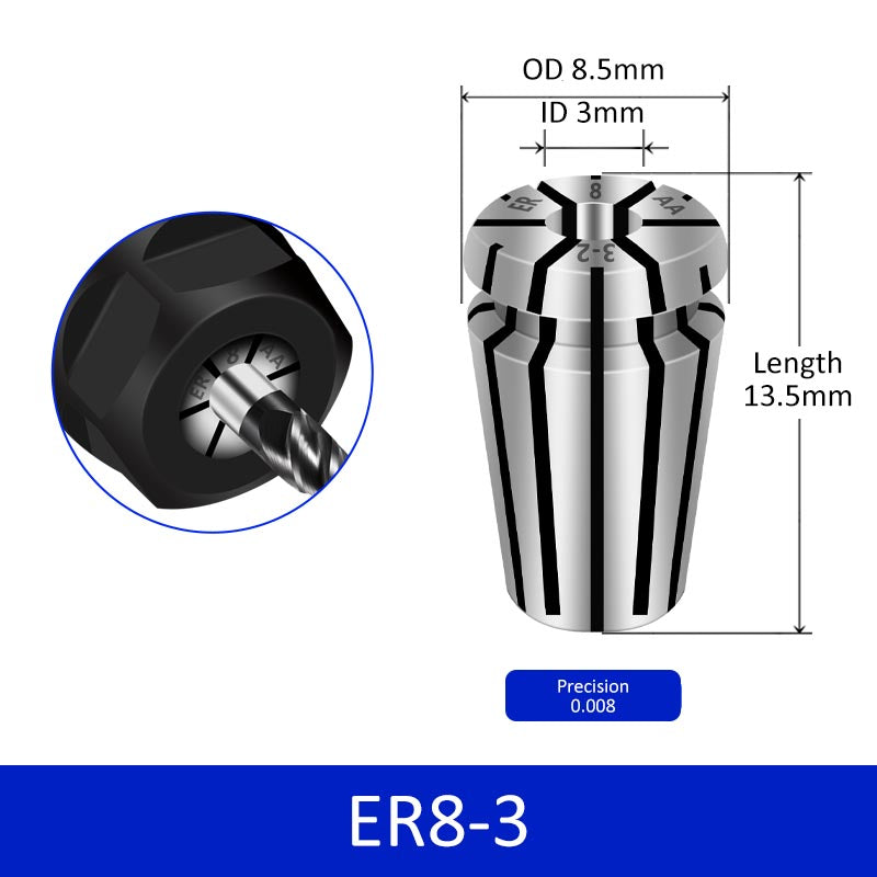 ER8-3 Elastic Collet Spring Chuck High Precision for Milling Cutter Engraving Machine - Da Blacksmith