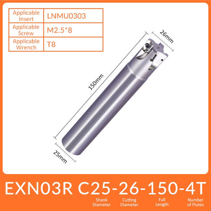 EXN03 C25-26-150-4T High-efficiency Double-sided Edge Cutter Holder for Fast Feed Milling Cutter - Da Blacksmith