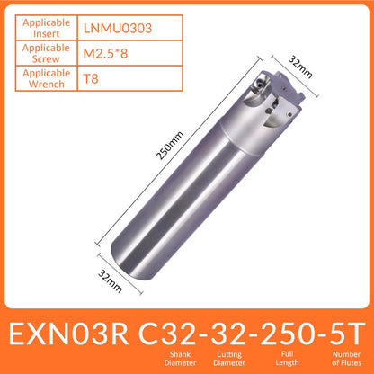 EXN03 C32-32-250-5T High-efficiency Double-sided Edge Cutter Holder for Fast Feed Milling Cutter - Da Blacksmith