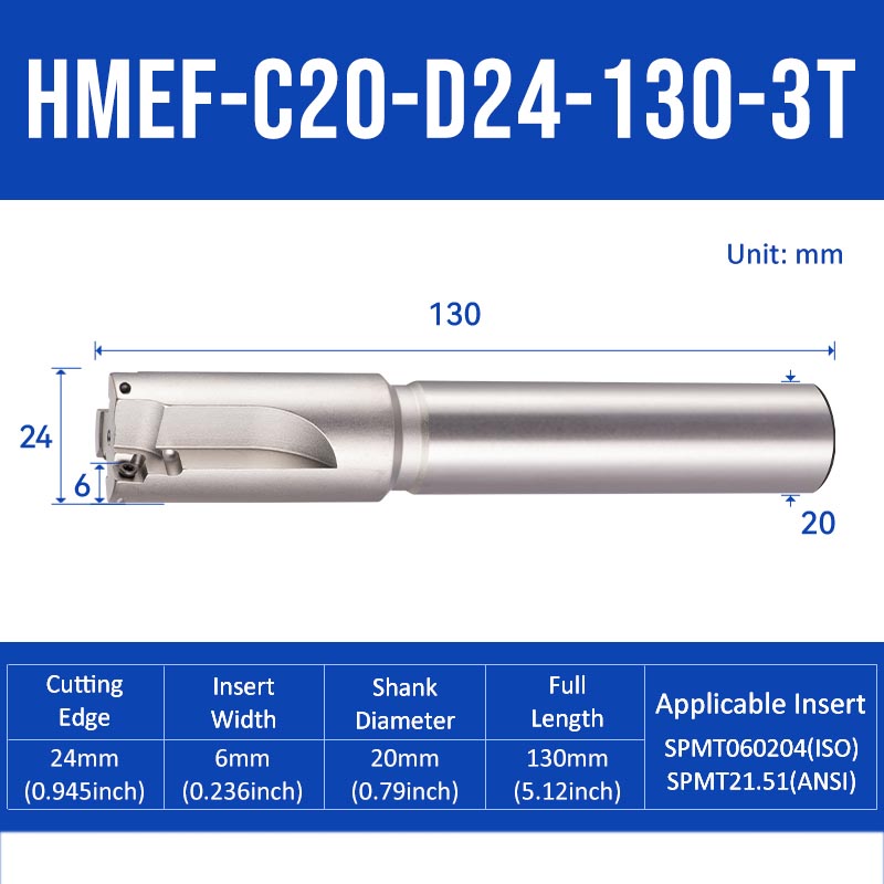 HMEF Square End Countersink Boring Tool Holder HMEF-C20-D24-130-3T - Da Blacksmith