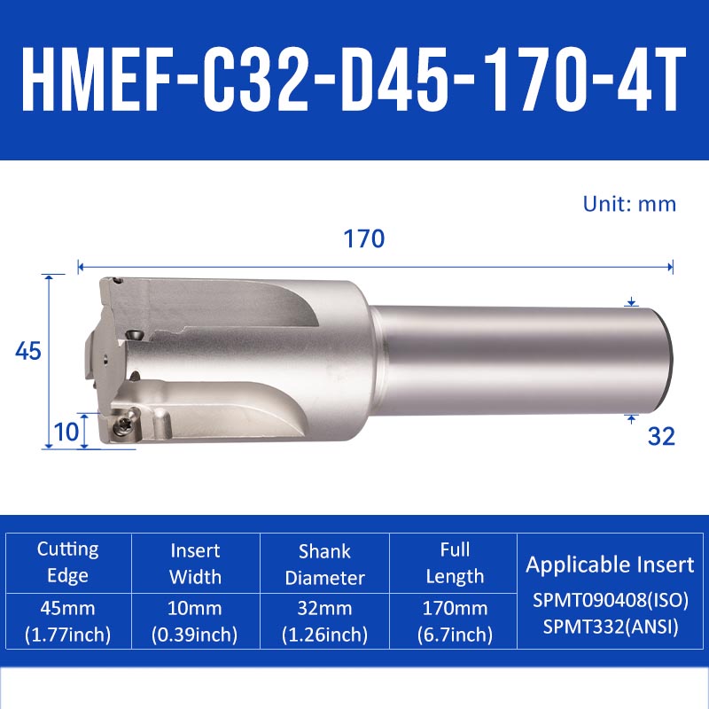 HMEF Square End Countersink Boring Tool Holder HMEF-C32-D45-170-4T - Da Blacksmith