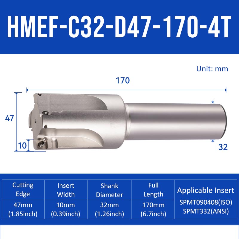 HMEF Square End Countersink Boring Tool Holder HMEF-C32-D47-170-4T - Da Blacksmith