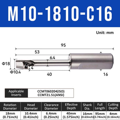 Reverse Countersunk Milling Cutter Toolholder M10-1810-C16 - Da Blacksmith