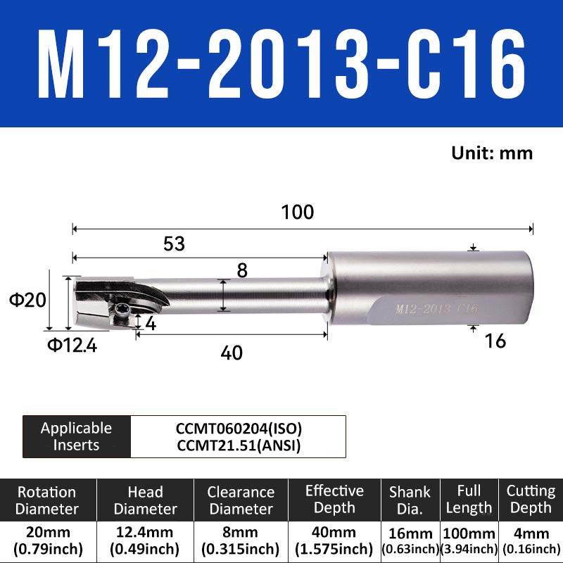 Reverse Countersunk Milling Cutter Toolholder M12-2013-C16 - Da Blacksmith