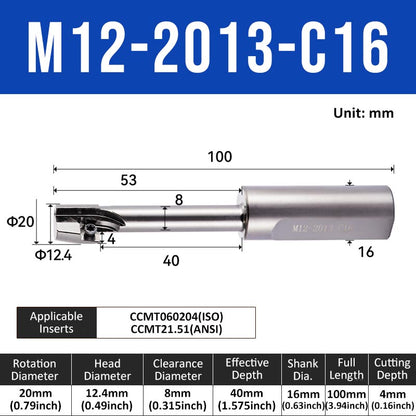 Reverse Countersunk Milling Cutter Toolholder M12-2013-C16 - Da Blacksmith