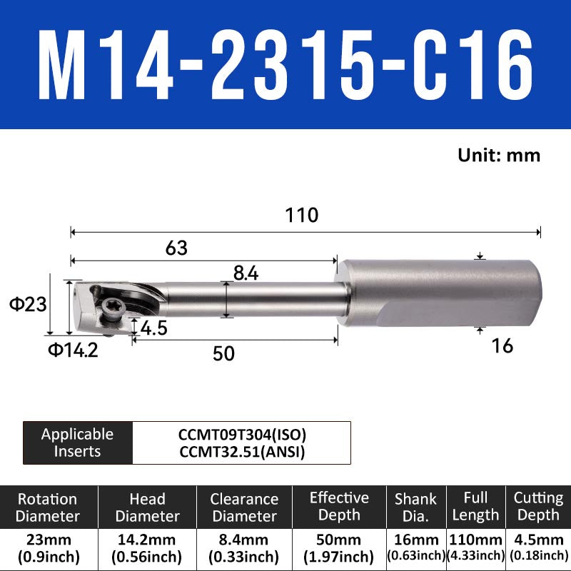 Reverse Countersunk Milling Cutter Toolholder M14-2315-C16 - Da Blacksmith