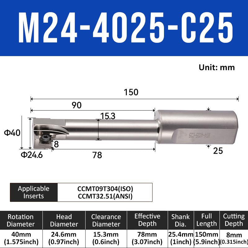 Reverse Countersunk Milling Cutter Toolholder M24-4025-C25 - Da Blacksmith