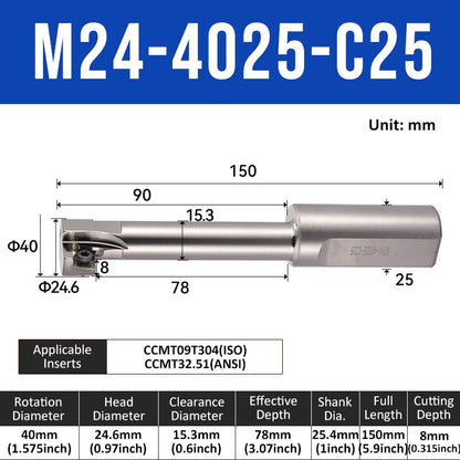 Reverse Countersunk Milling Cutter Toolholder M24-4025-C25 - Da Blacksmith