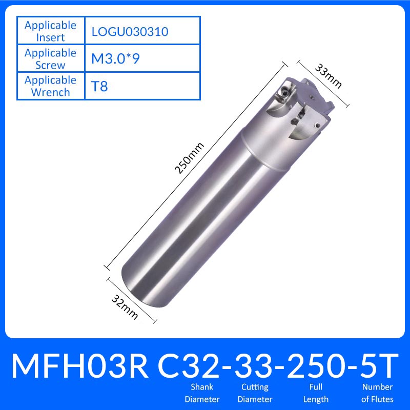 MFH03 C32-33-250-5T High-efficiency Double-sided Edge Cutter Holder for Fast Feed Milling Cutter - Da Blacksmith