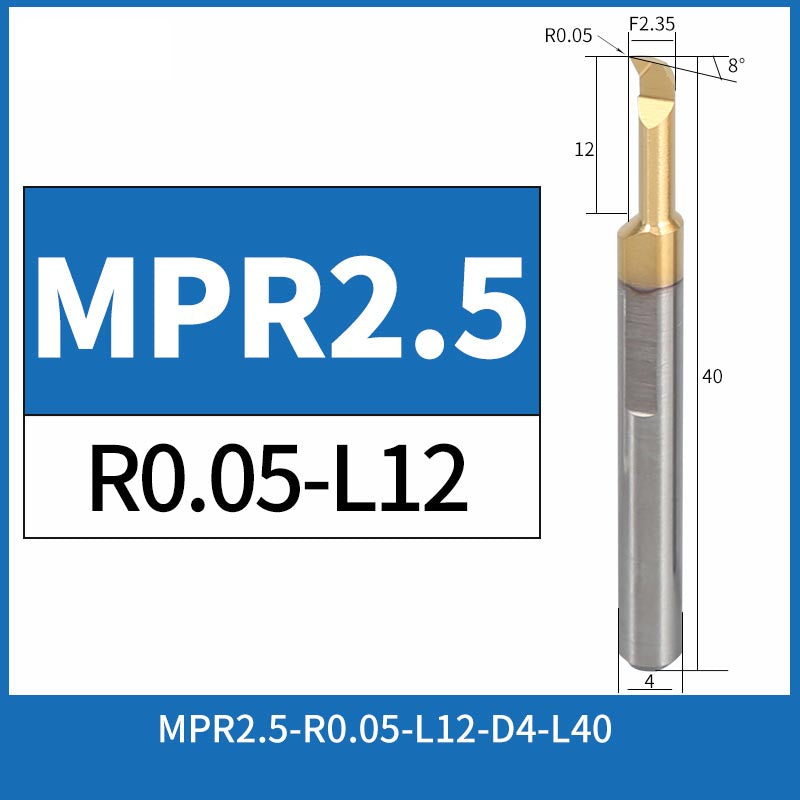 MPR2.5-R0.05-L12 CNC Solid Carbide I.O. Profile Boring Bar Internal Turning