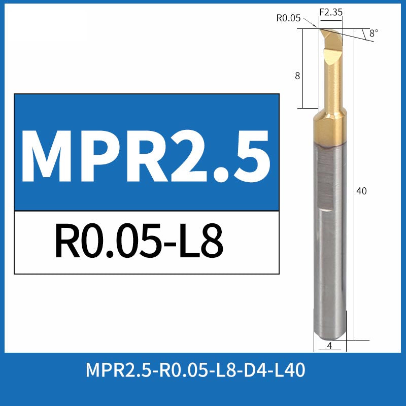 MPR2.5-R0.05-L8 CNC Solid Carbide I.O. Profile Boring Bar Internal Turning