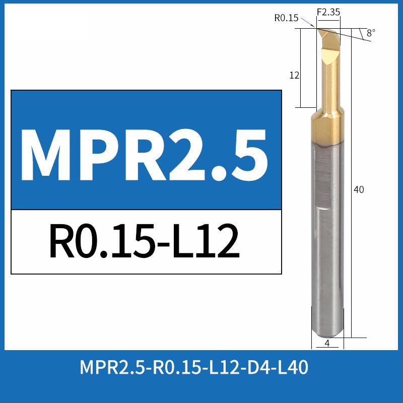 MPR2.5-R0.15-L12 CNC Solid Carbide I.O. Profile Boring Bar Internal Turning