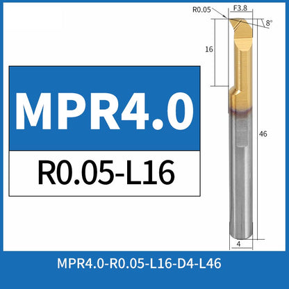 MPR4-R0.05-L16 CNC Solid Carbide I.O. Profile Boring Bar Internal Turning