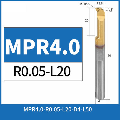 MPR4-R0.05-L20 CNC Solid Carbide I.O. Profile Boring Bar Internal Turning