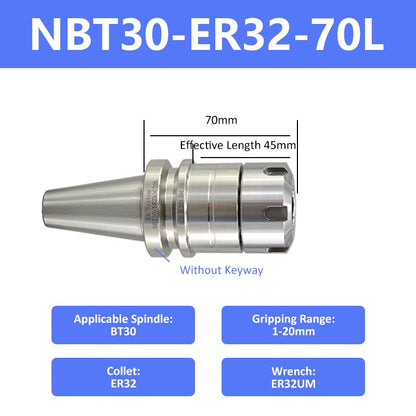 NBT30-ER32-70 High-Speed Keyless Precision CNC Collet Chuck - Da Blacksmith