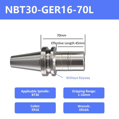 NBT30-GER16-70 High-Speed Keyless Precision CNC Collet Chuck - Da Blacksmith