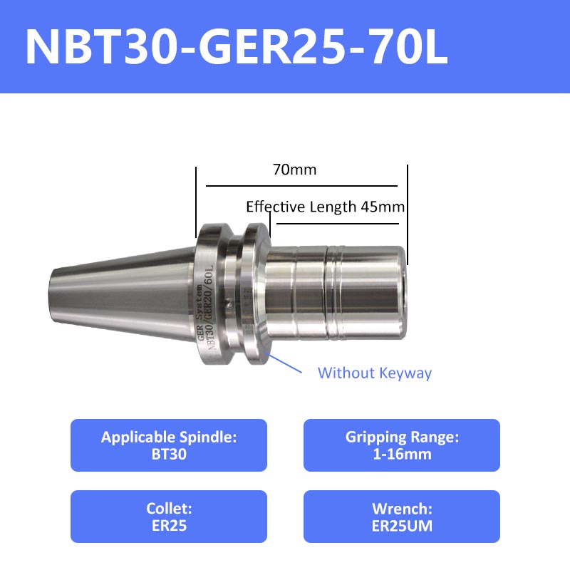 NBT30-GER25-70 High-Speed Keyless Precision CNC Collet Chuck - Da Blacksmith